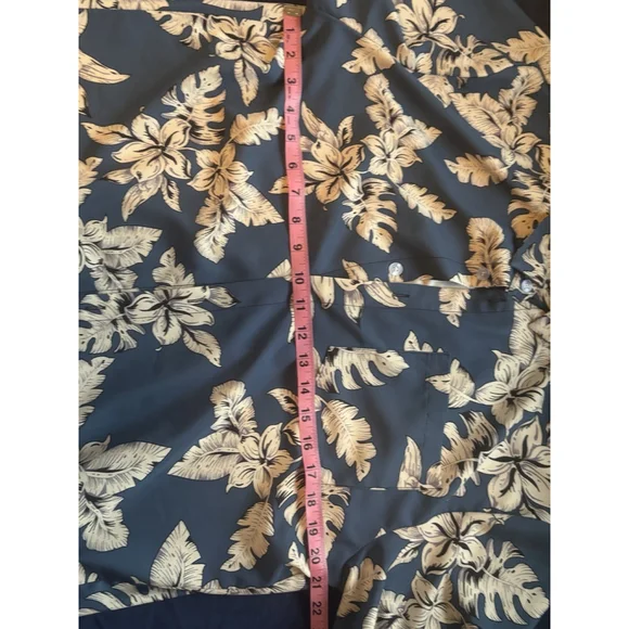 SHEIN Men’s Tropical Hawaiian Shirt Blue White Floral Palm Leaf Short Sleeve L - Picture 4 of 5